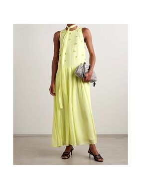 Eleni embellished silk-georgette maxi dress